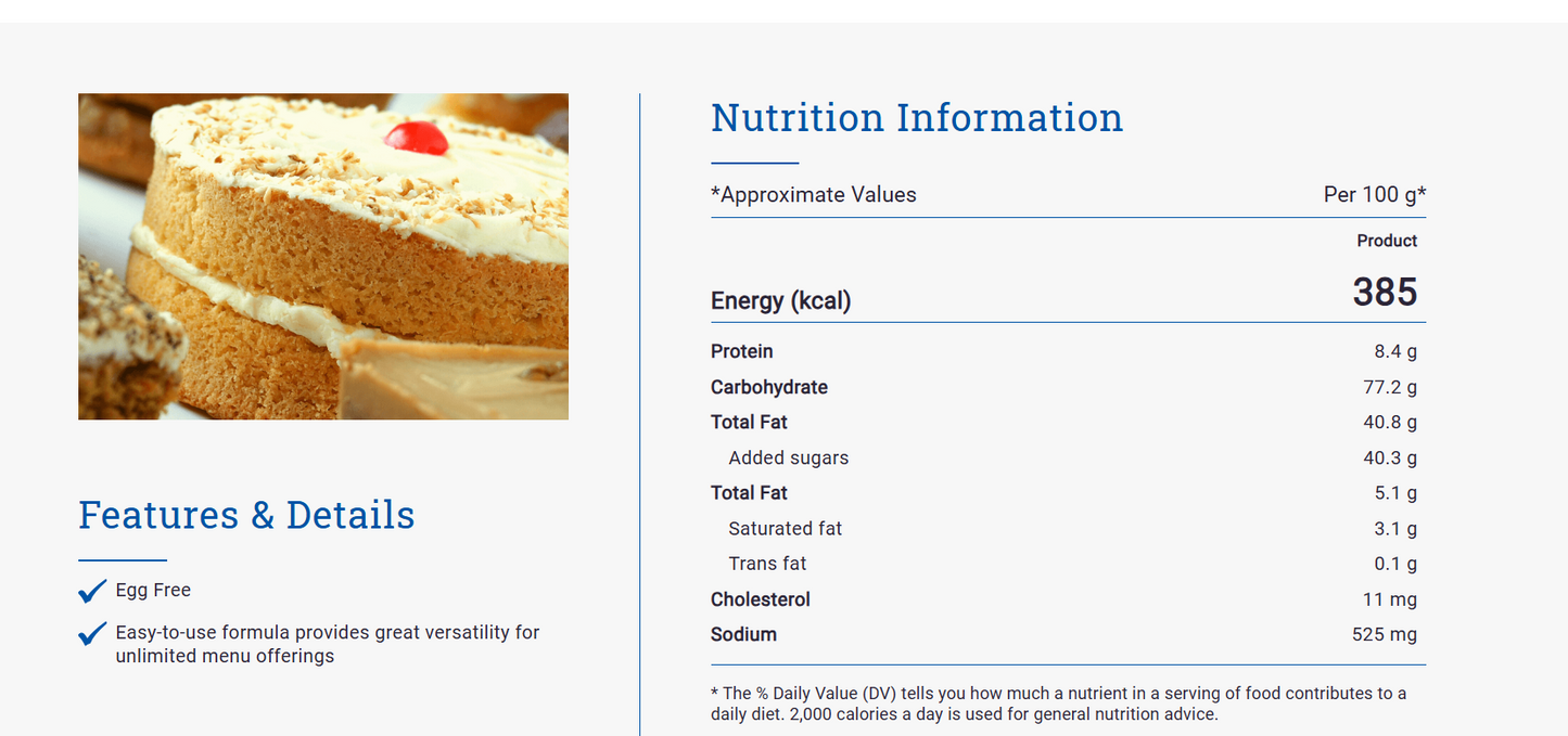 Pillsbury Premium Egg Free Vanilla Flavoured Cake Mix